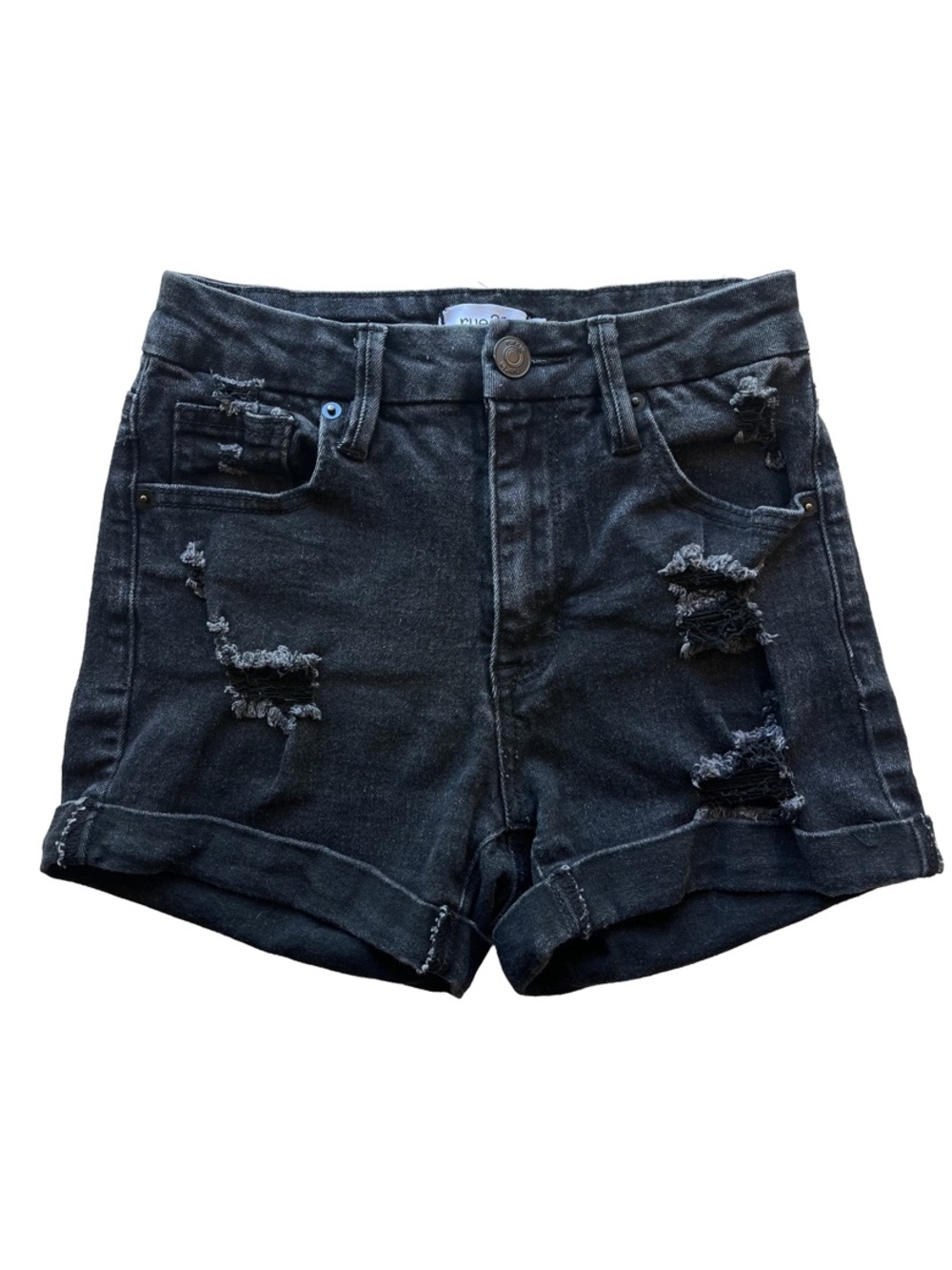 Rue21 Distressed High Rise Black Denim Shorts Size 2